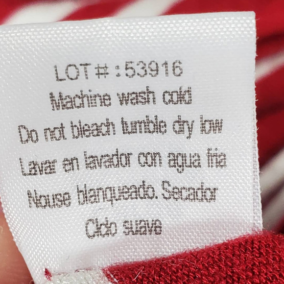 Poof! Striped V-Neck Long Sleeve Top Red White Size Large - Picture 6 of 7